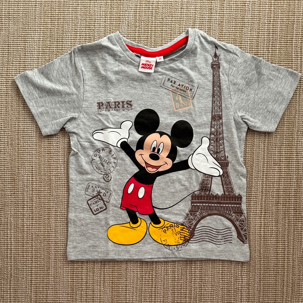 Disney Paris Mickey Mouse Gray and Red Kids T-Shirt